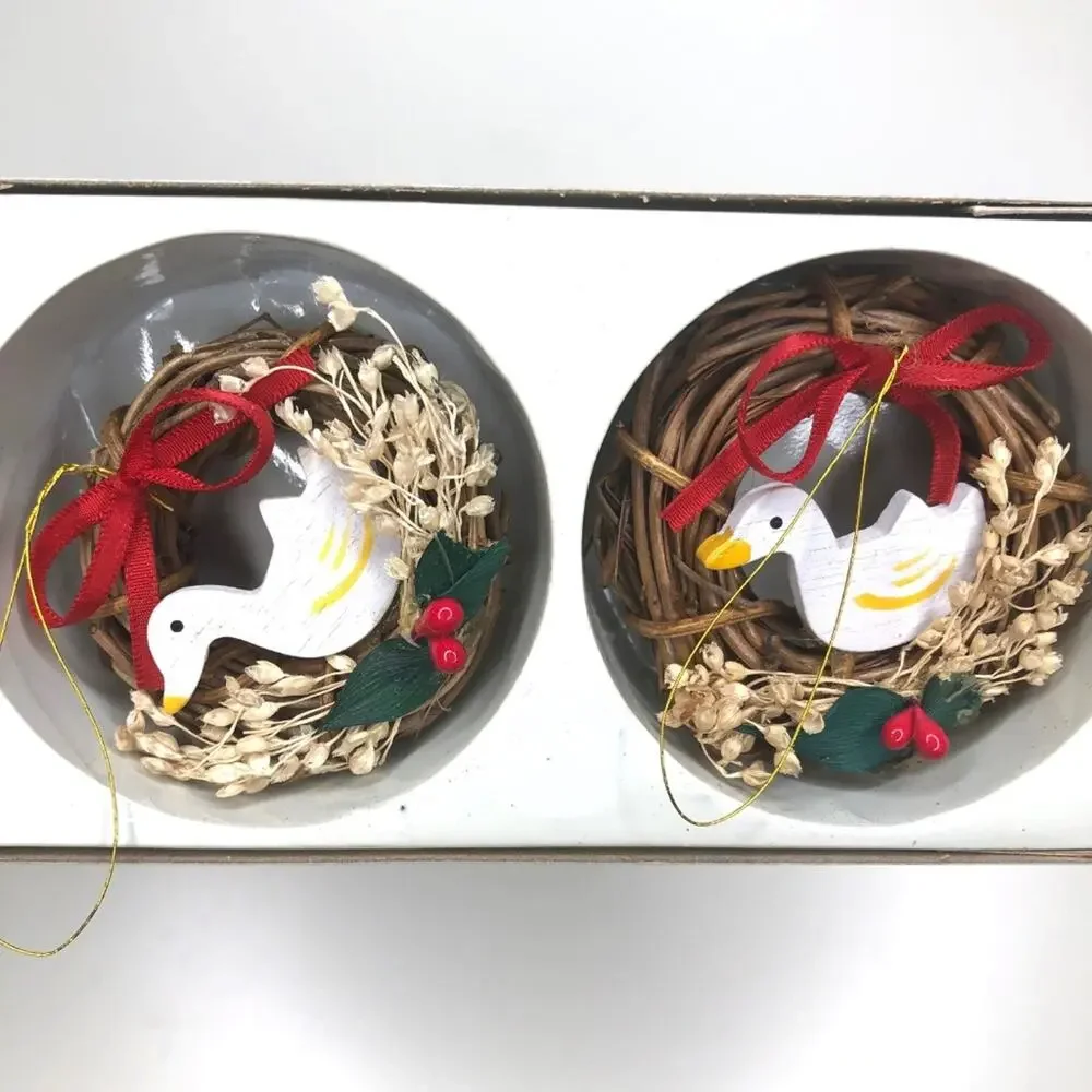 Vintage 1985 Handmade Christmas Mini Wreath Ornaments
